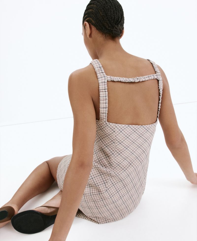 Women's Back Detail Checkered Dress