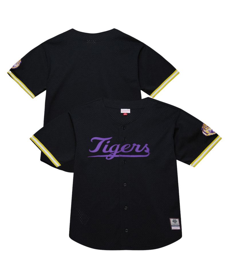 Men's Black LSU Tigers On The Clock Full-Button Fashion Jersey
