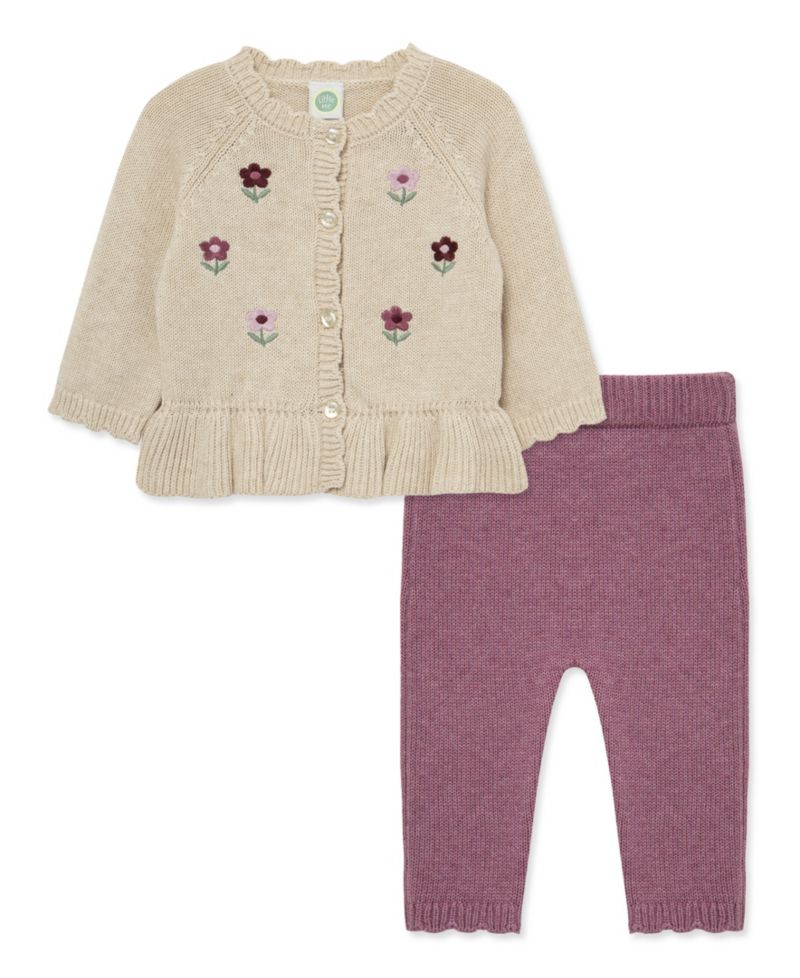 Baby Girls' Flower Sweater and Pants, 2-Piece Set