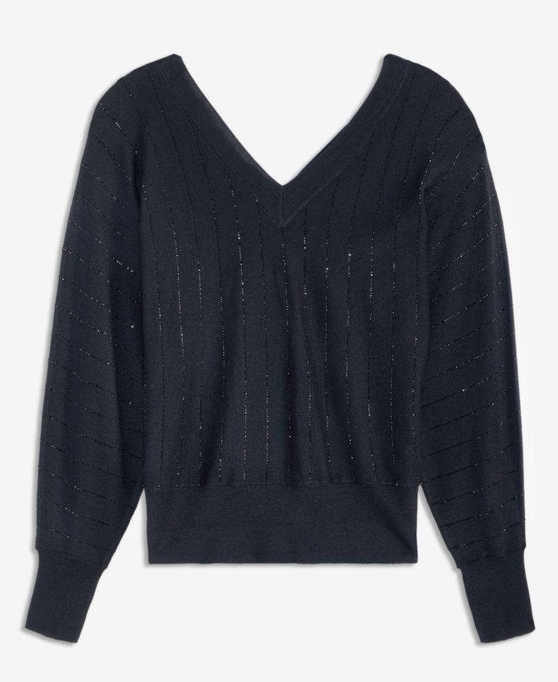 Women's Embellished Double V-Neck Pullover