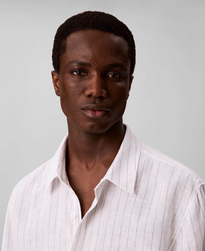 Men's Yarn-Dyed Pinstripe Linen Classic Shirt