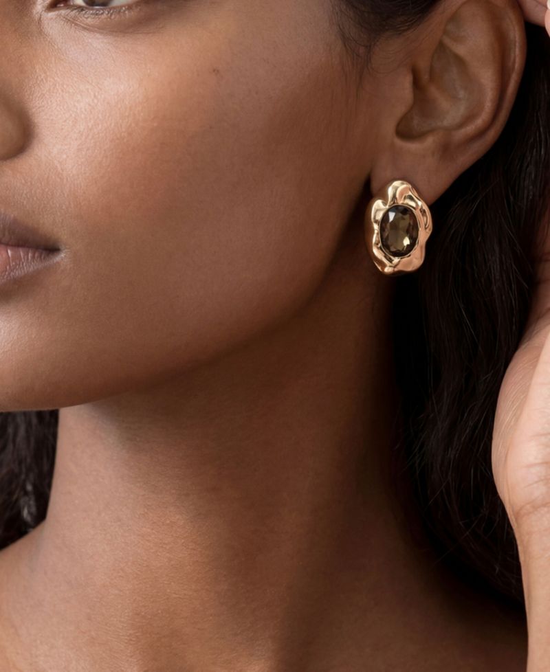 Molten Glow Crystal Stud Earrings