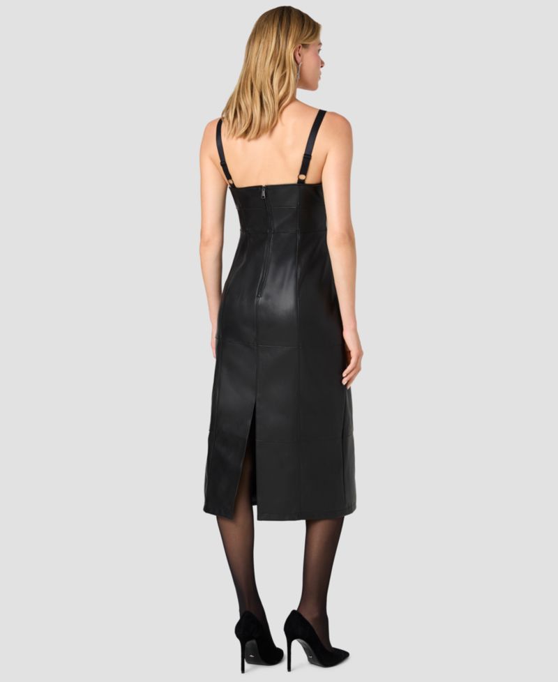 Women's Dessa Faux Leather V-Neck Sleeveless Midi Dress