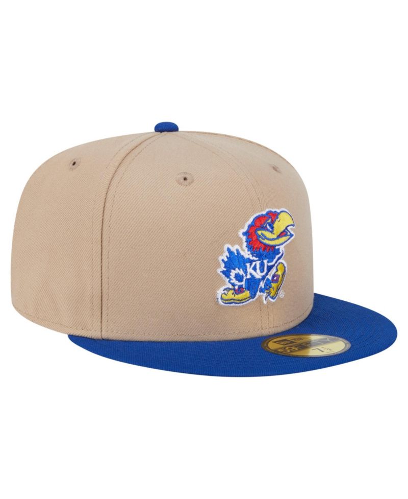 Men's Khaki Kansas Jayhawks Two-Tone 59FIFTY Fitted Hat