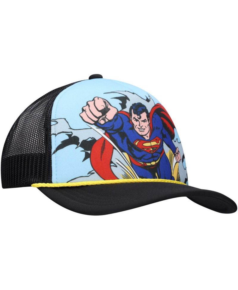 Men's and Women's Blue/Black Superman Graphic Foam Trucker Adjustable Hat