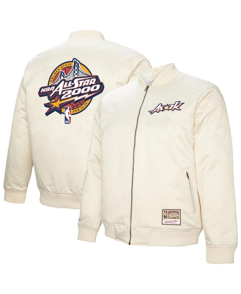 Men's Cream 2000 NBA All-Star Game Full-Zip Satin Jacket