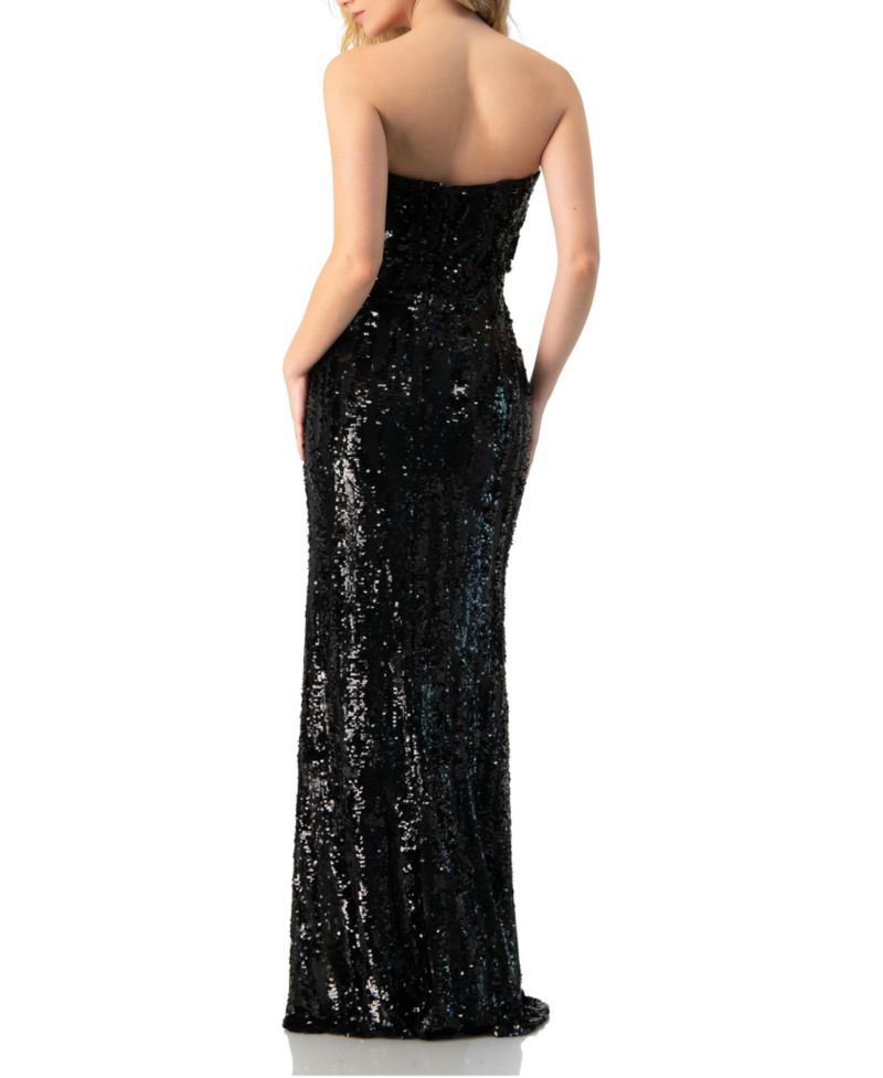 Women's Strapless Sequin Column Gown