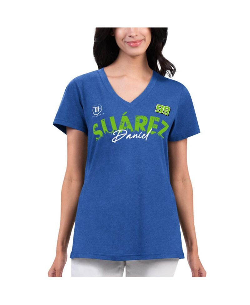 Women's Royal Distressed Daniel Suarez Key Move V-Neck T-shirt