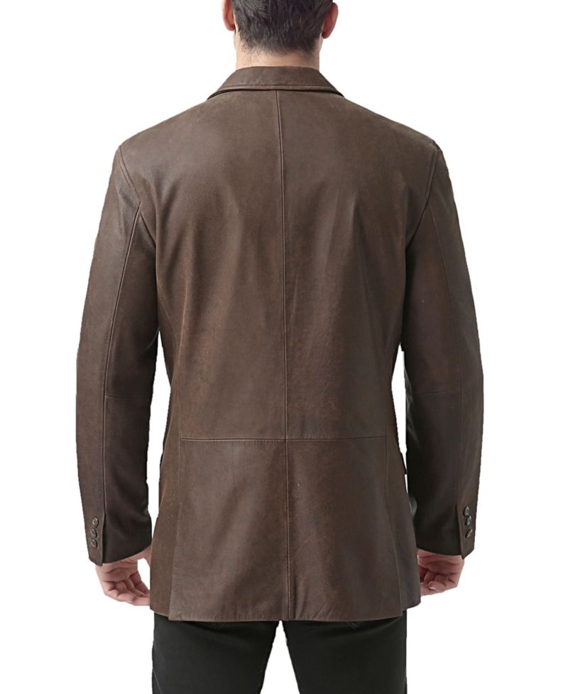 Men's Distressed Leather Blazer