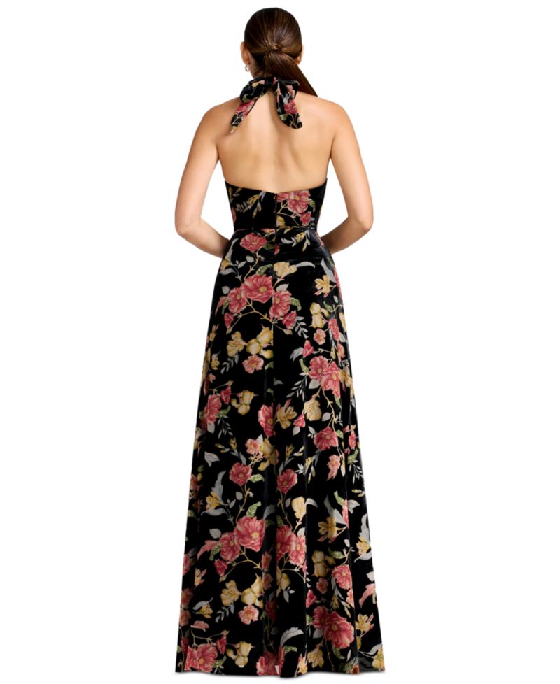 Women's Halter Column Floral Dress