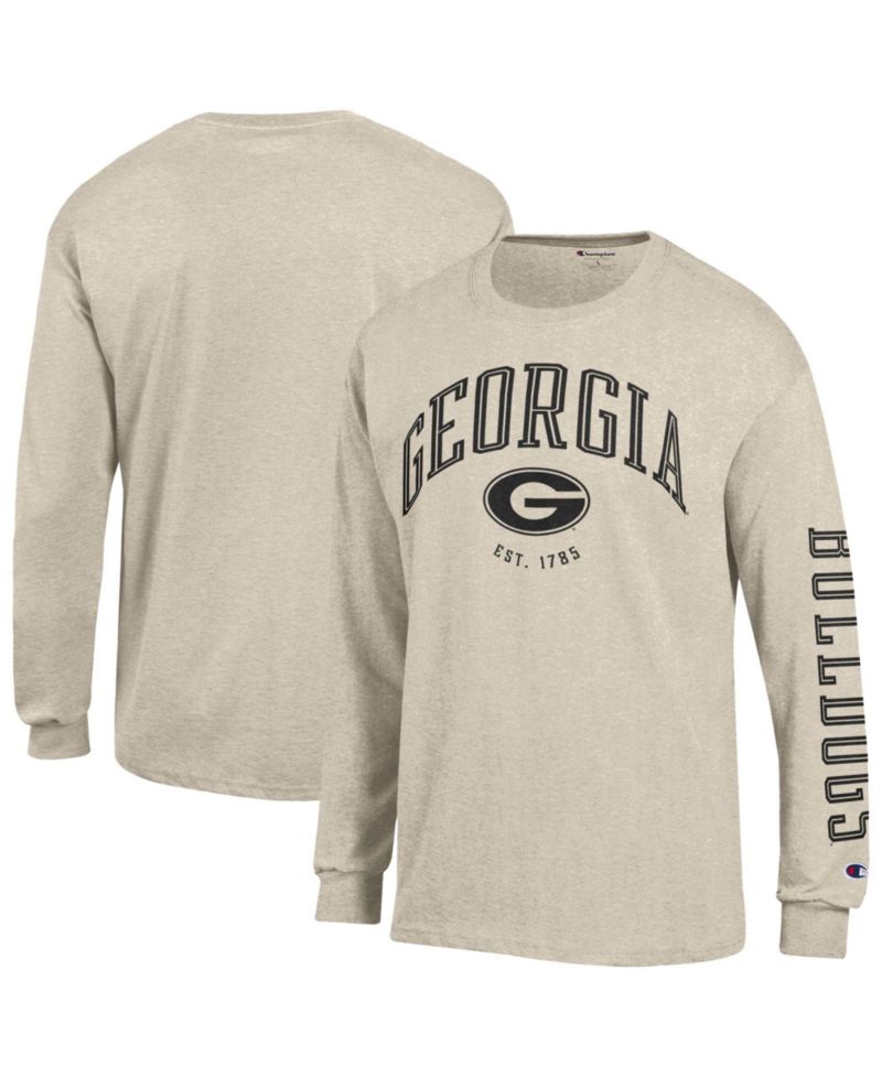 Men's Heather Oatmeal Georgia Bulldogs Neutral Arch Long-Sleeve T-Shirt
