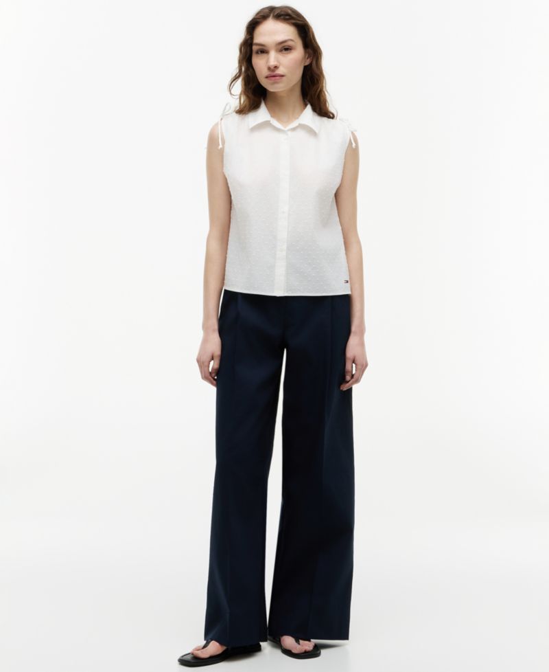 Women's Clip-Dot Tie Detail Top