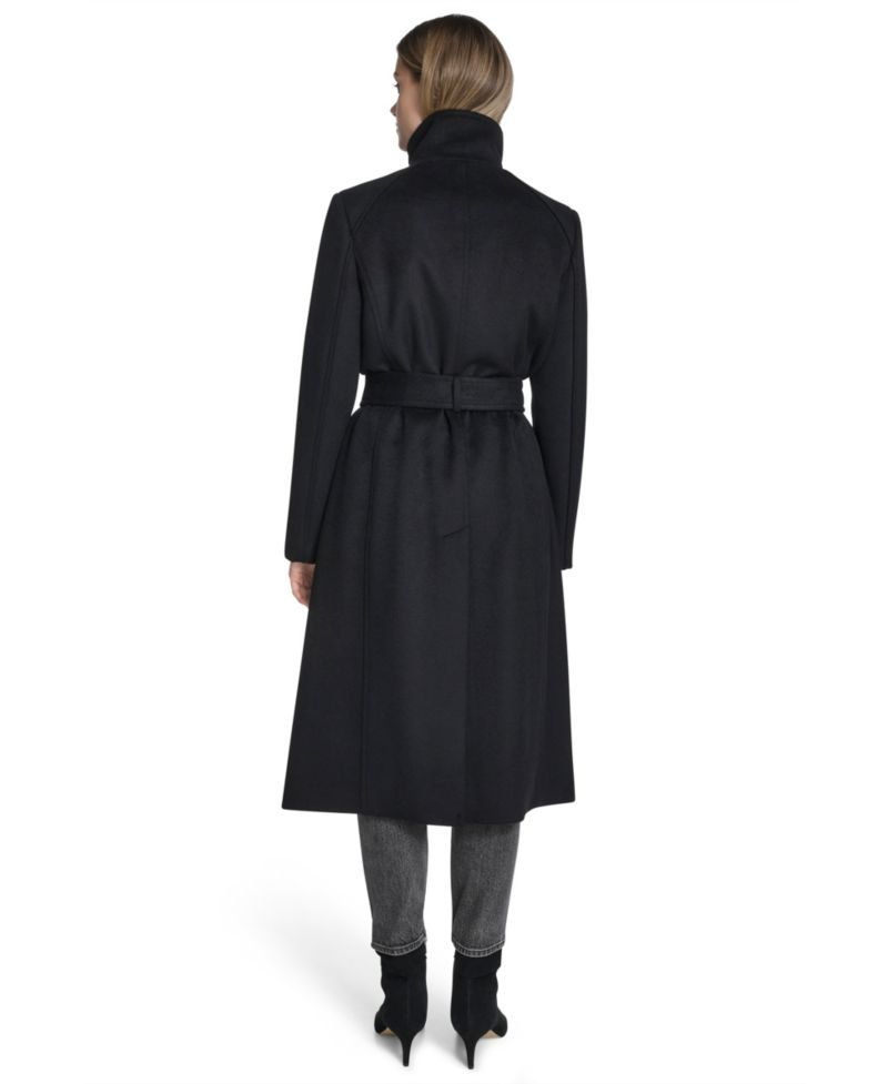 Women's Asymmetric Belted Long Wool-Blend Coat