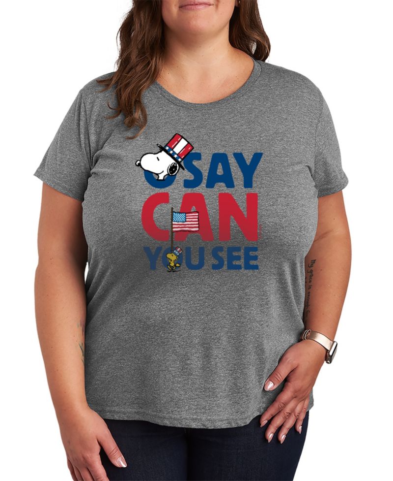 Plus Size Peanuts Snoopy Say Can You See Short-Sleeve Graphic T-Shirt