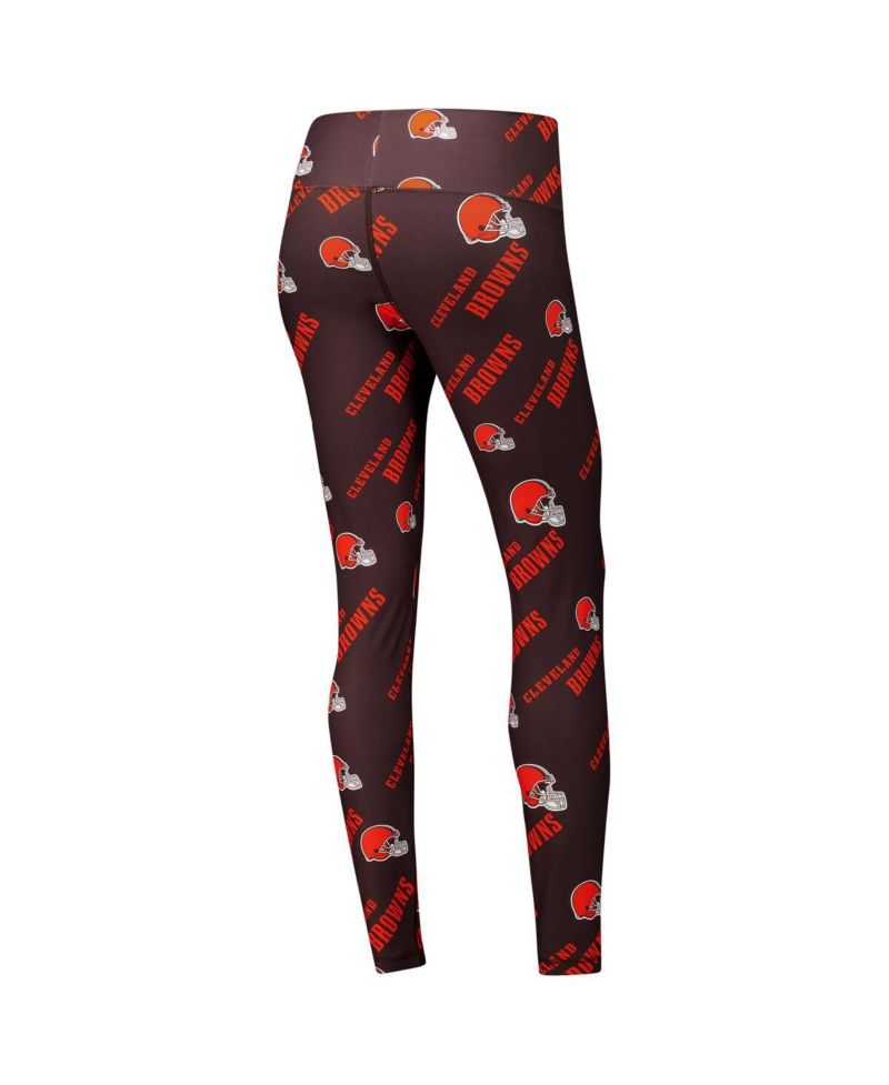 Women's Brown Cleveland Browns Breakthrough Allover Print Knit Sleep Leggings