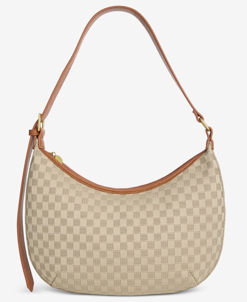 Checkered Soft Knit Large Crescent Shoulder Bag