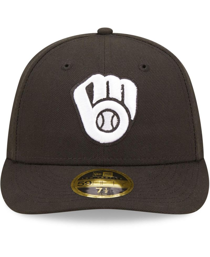 Men's Milwaukee Brewers Black and White Low Profile 59FIFTY Fitted Hat