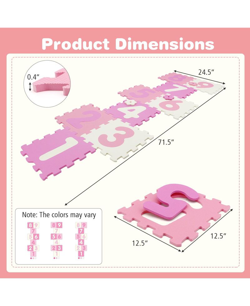 Interlocking Foam Puzzle Floor Mat, 9-Piece Set