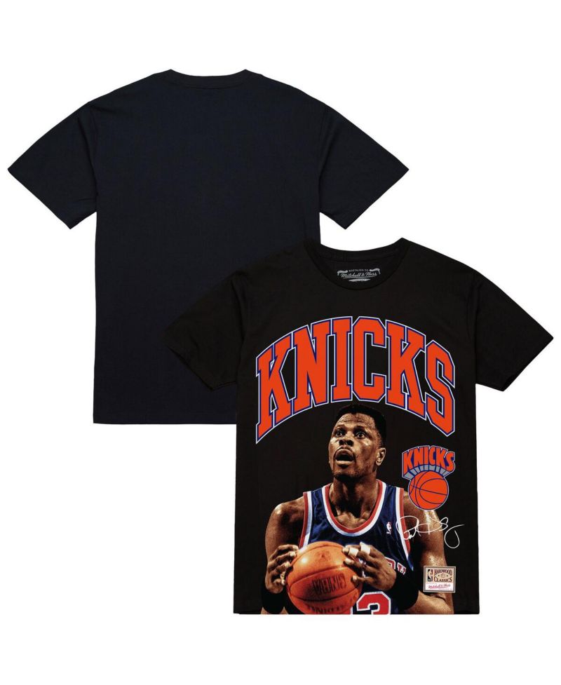 Men's Patrick Ewing Black New York Knicks Hardwood Classics Player Arch T-Shirt