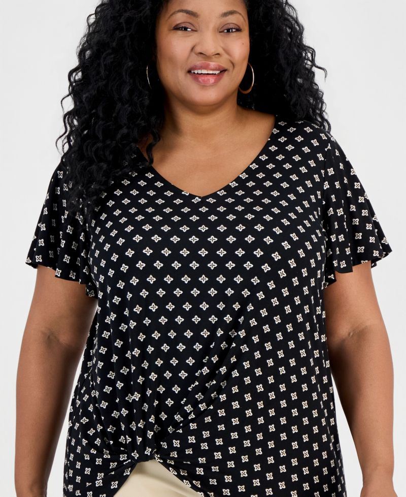Petite Allegria V-Neck Twist-Front Top