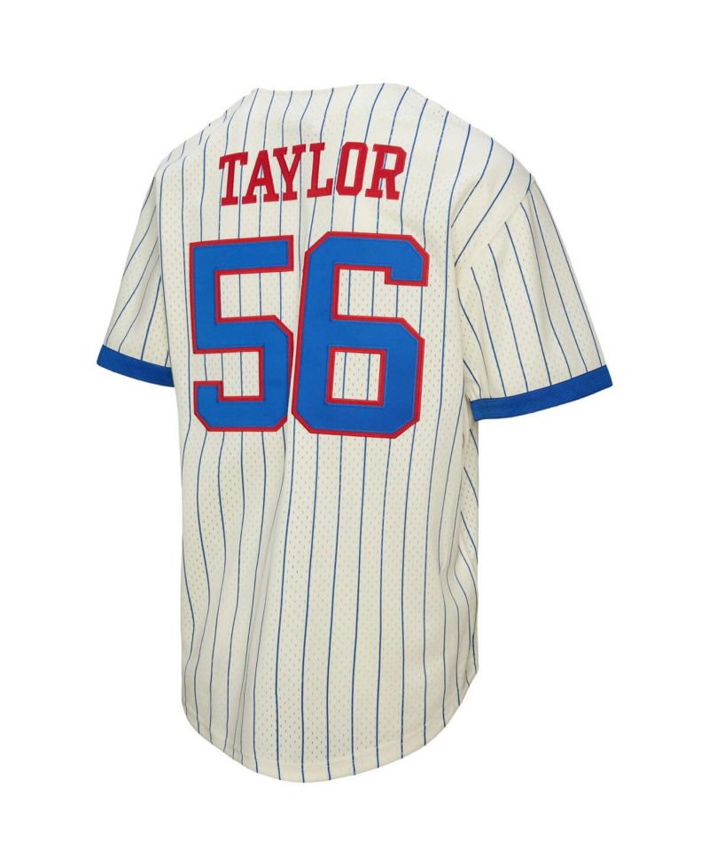 Men's Lawrence Taylor Cream New York Giants Name & Number Mesh Button-Up Baseball Jersey