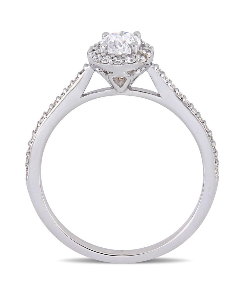 Oval Certified Diamond (3/4 ct. t.w.) Halo Engagement Ring in 14k White Gold