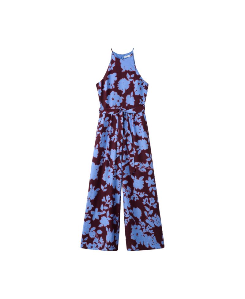 Women's Floral-Print Wide-Leg Belted Jumpsuit
