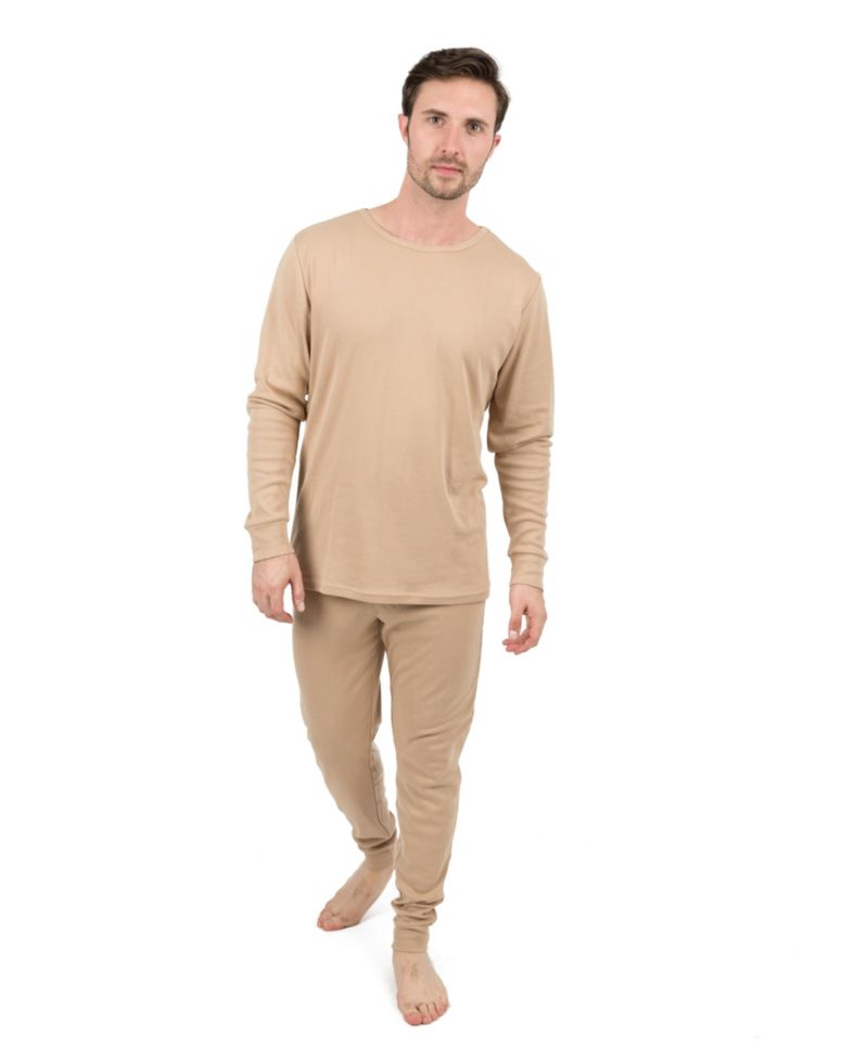 Mens Matching Family Two Piece Cotton Long Sleeve Shirt and Pants Solid Color Pajamas