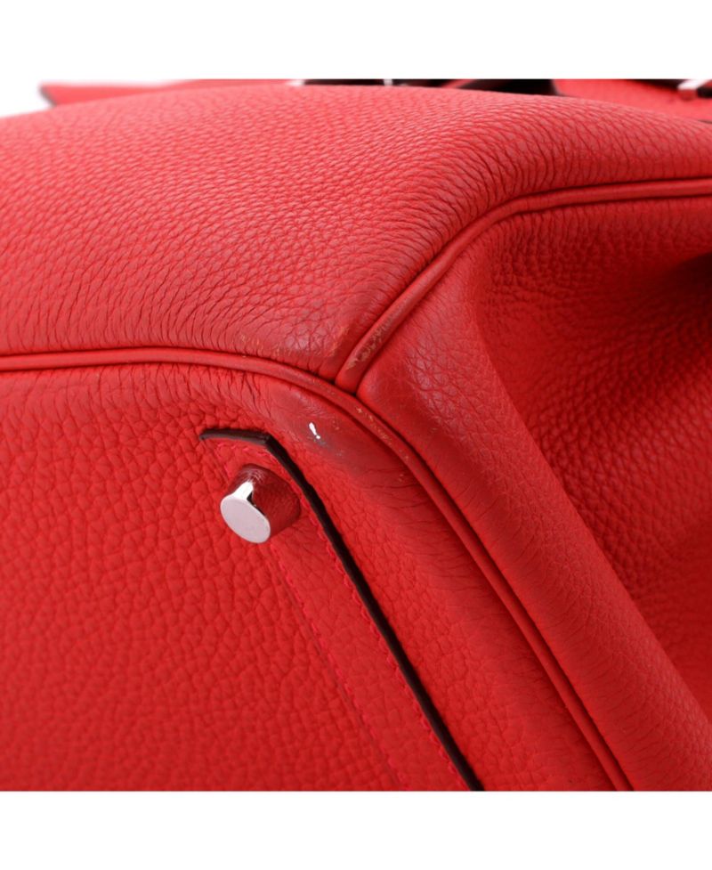 Pre-Owned Hermes Birkin 30 Handbag Red Togo with Palladium Hardware