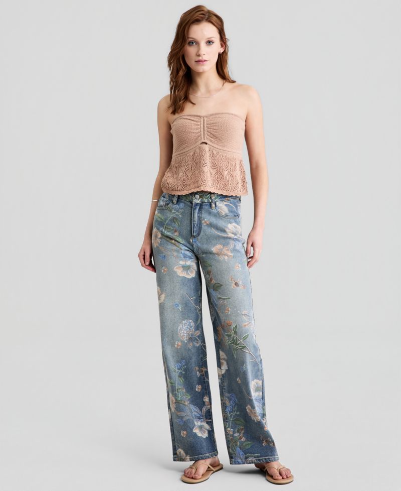 Women's High Rise Floral Jeans