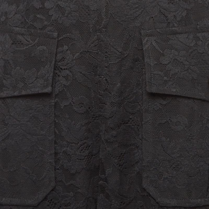 Women's Black Floral Pattern Lace Sheer Trousers