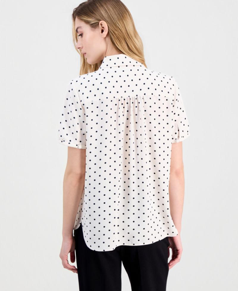 Women's Cap-Sleeve Button-Up Blouse
