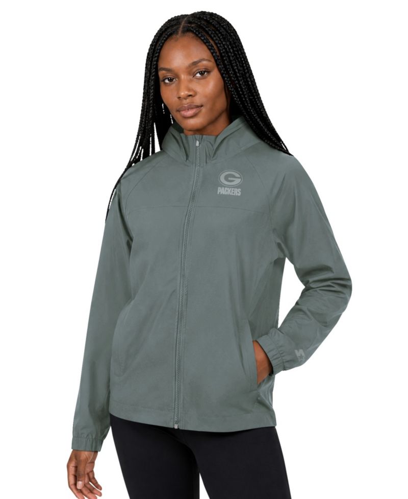 Women's Green Green Bay Packers Athleisure Lightweight Full-Zip Raglan Jacket