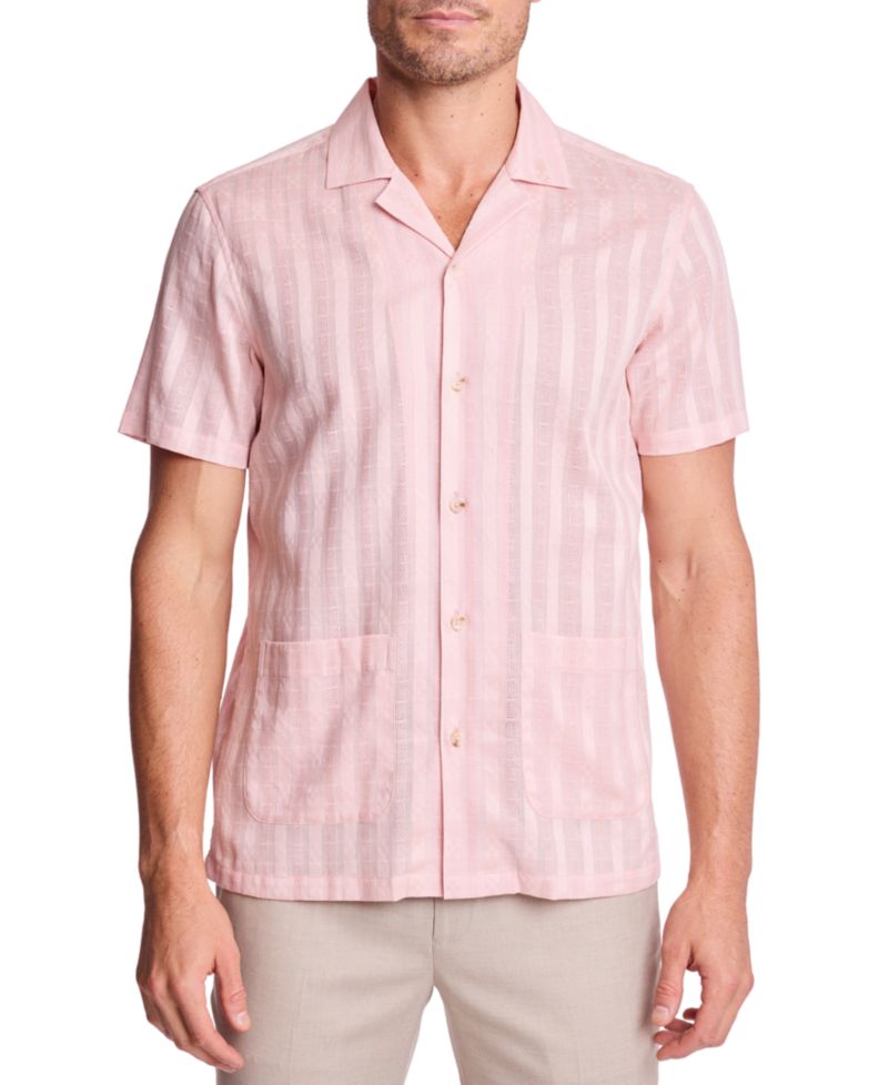 Men's Striped Camp Collar Shirt