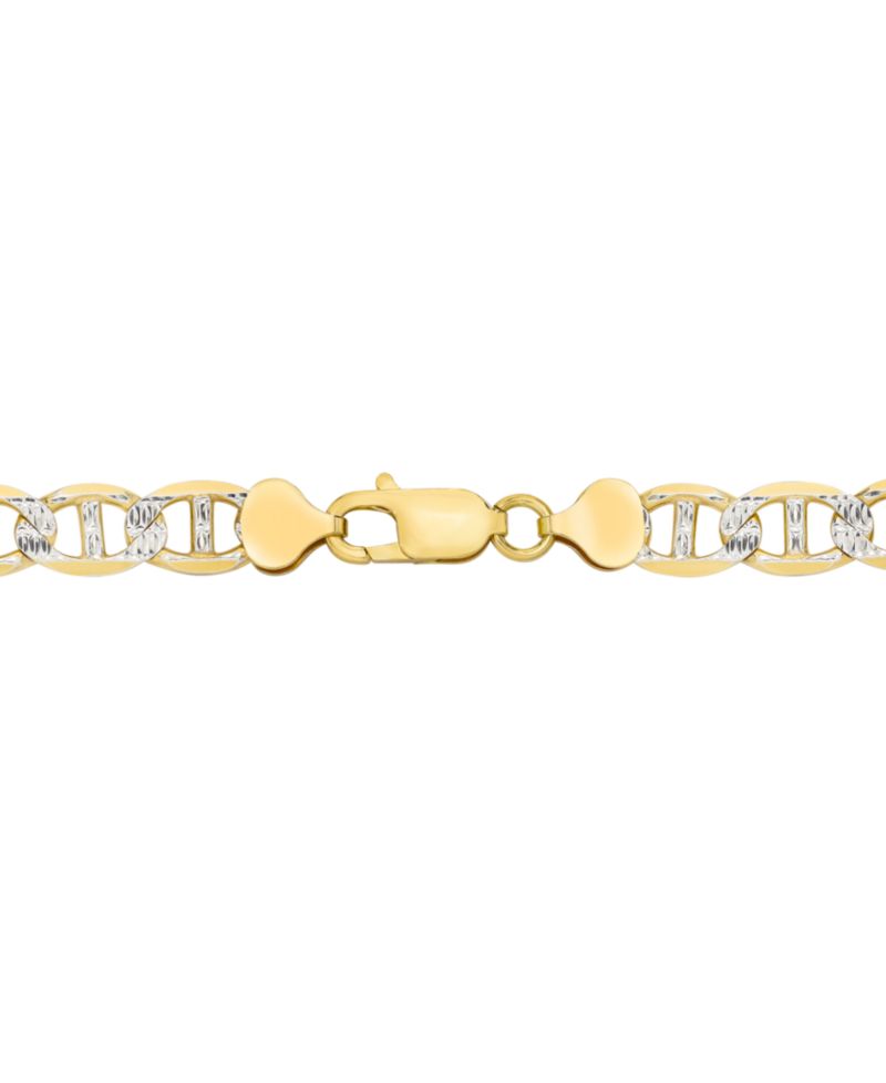 Men's Two-Tone Diamond Cut Mariner Link Bracelet in Sterling Silver & 14k Gold-Plate