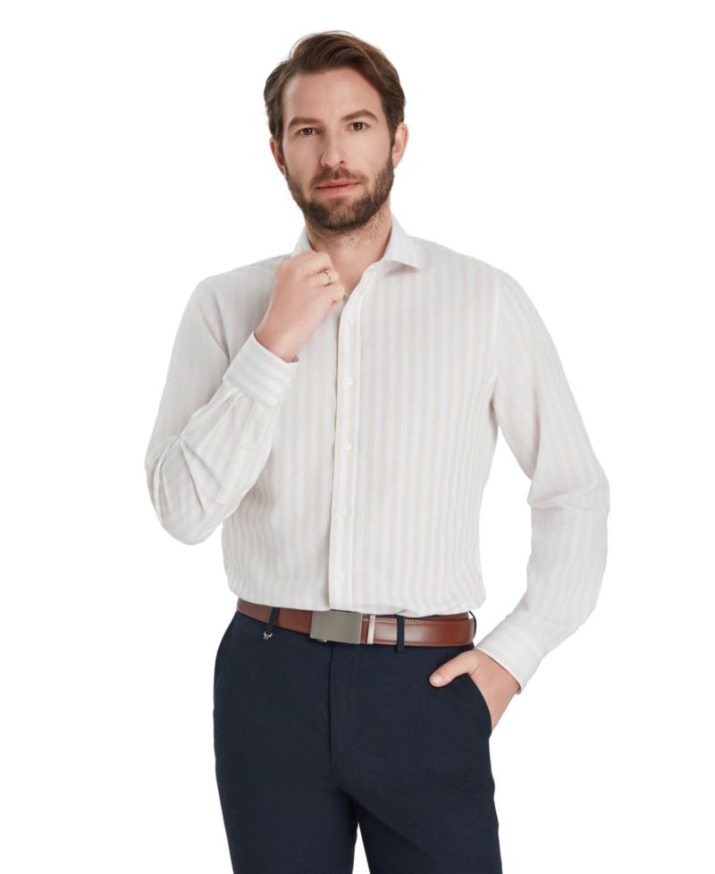 Men's Slim-Fit Linen Joseph Stripe Dress Shirt