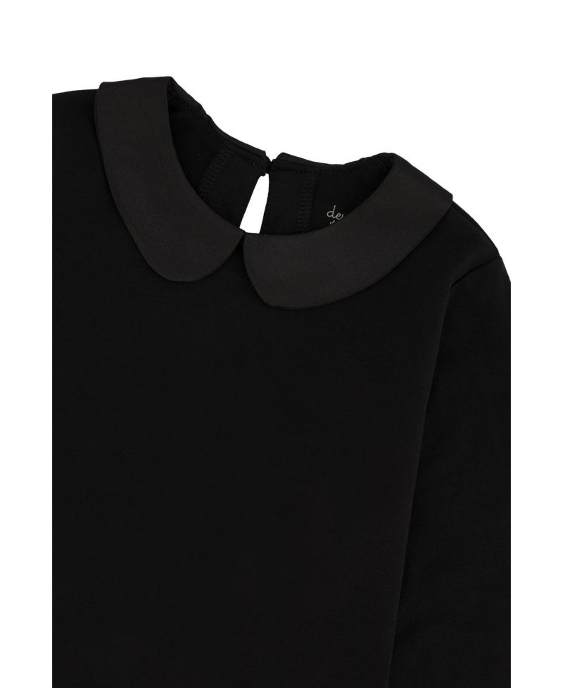 Little and Big Girl 6 -14 Organic Cotton T-Shirt with Peter Pan Collar