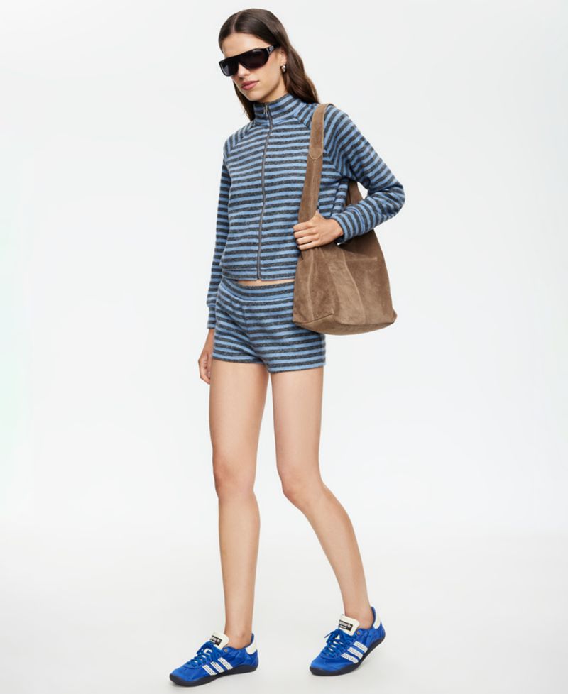 Women's Striped Funnel Neck Jacket