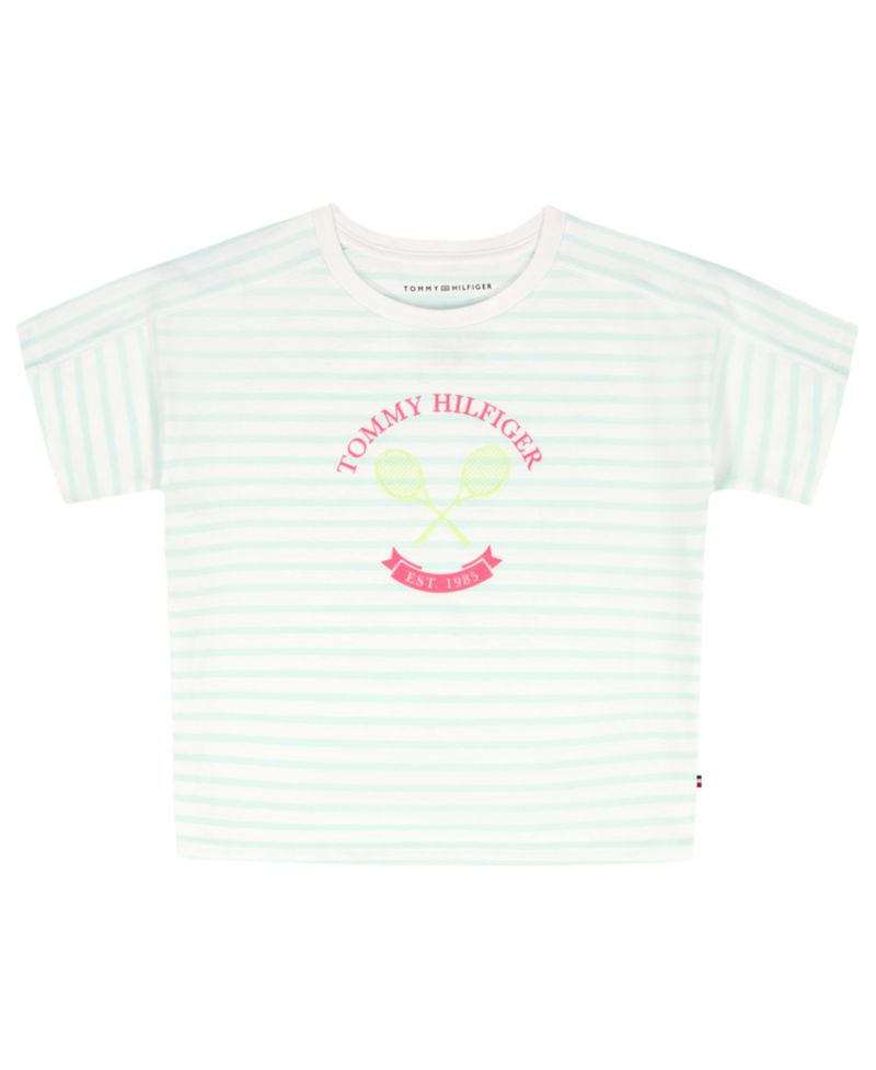 Girls' 7-16 Round Neck Stripe T-Shirt