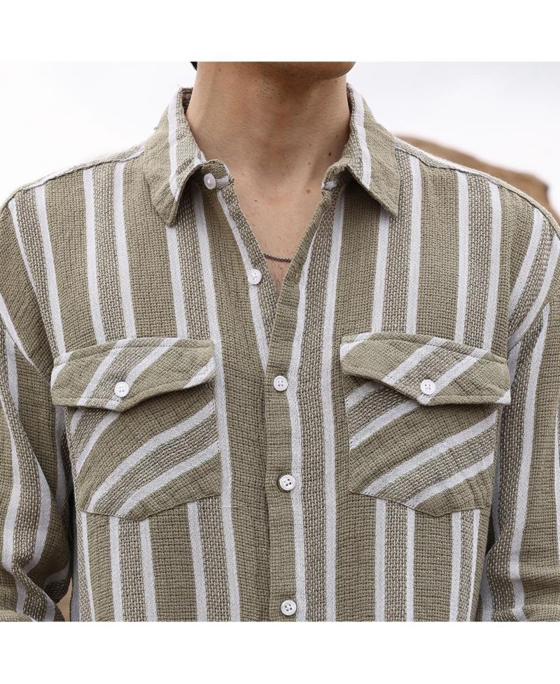 Men's Utility Halo-Stripe Oversized Shirt