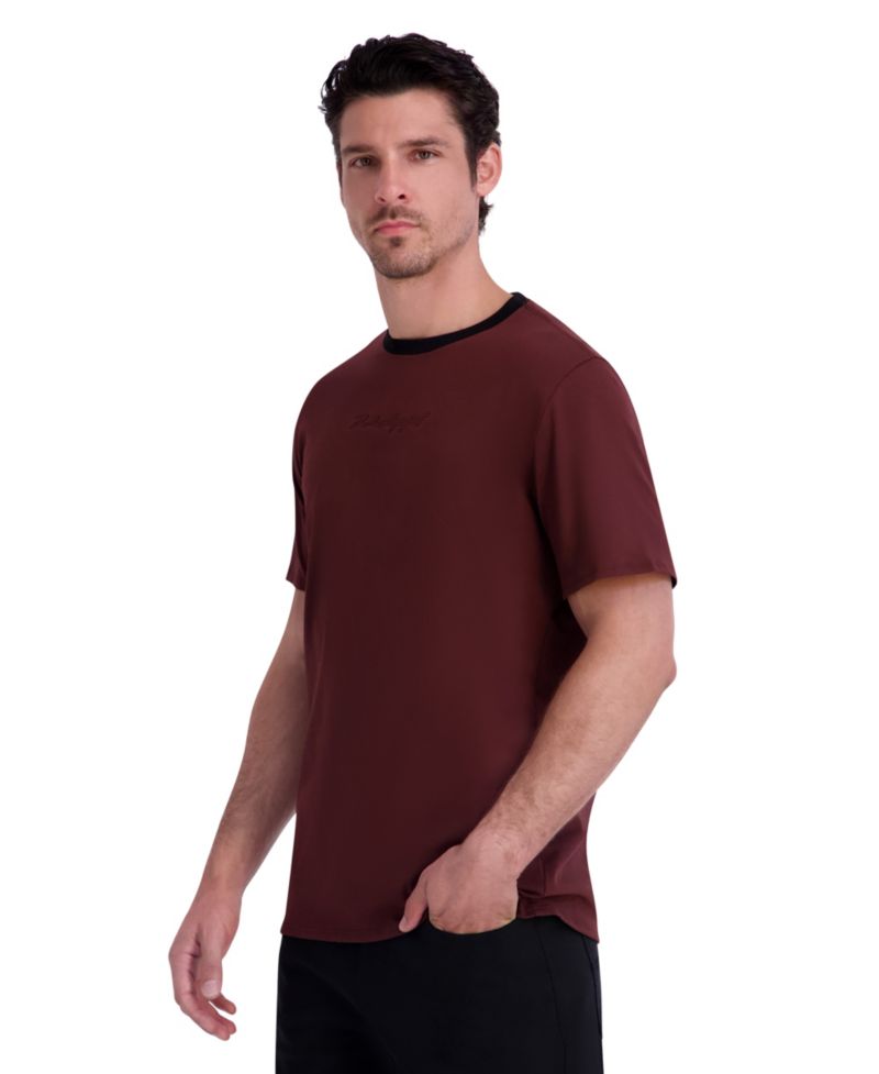 Men's Embossed-Signature Contrast-Trim T-Shirt