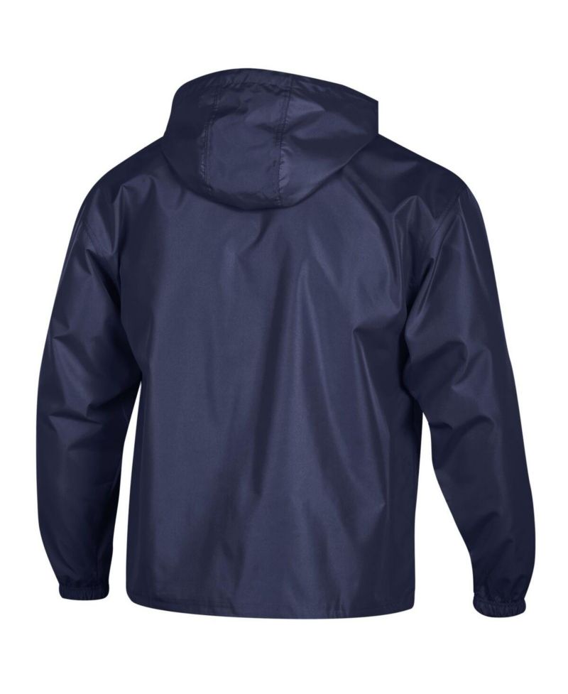 Men's Navy Dallas Cowboys Packable Hooded Windbreaker Half-Zip Jacket