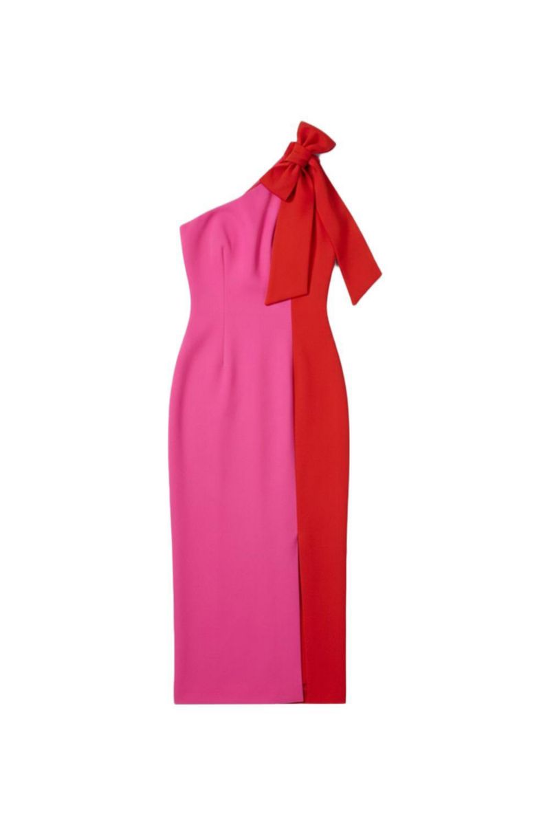 Women's Soft Tailored Bow Tie-Neck Midi Dress