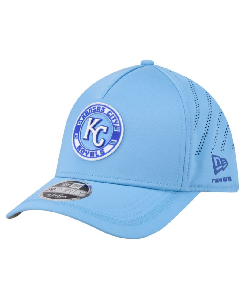 Men's Light Blue Kansas City Royals Patch 39THIRTY A-Frame M-Crown Perforated Flex Hat