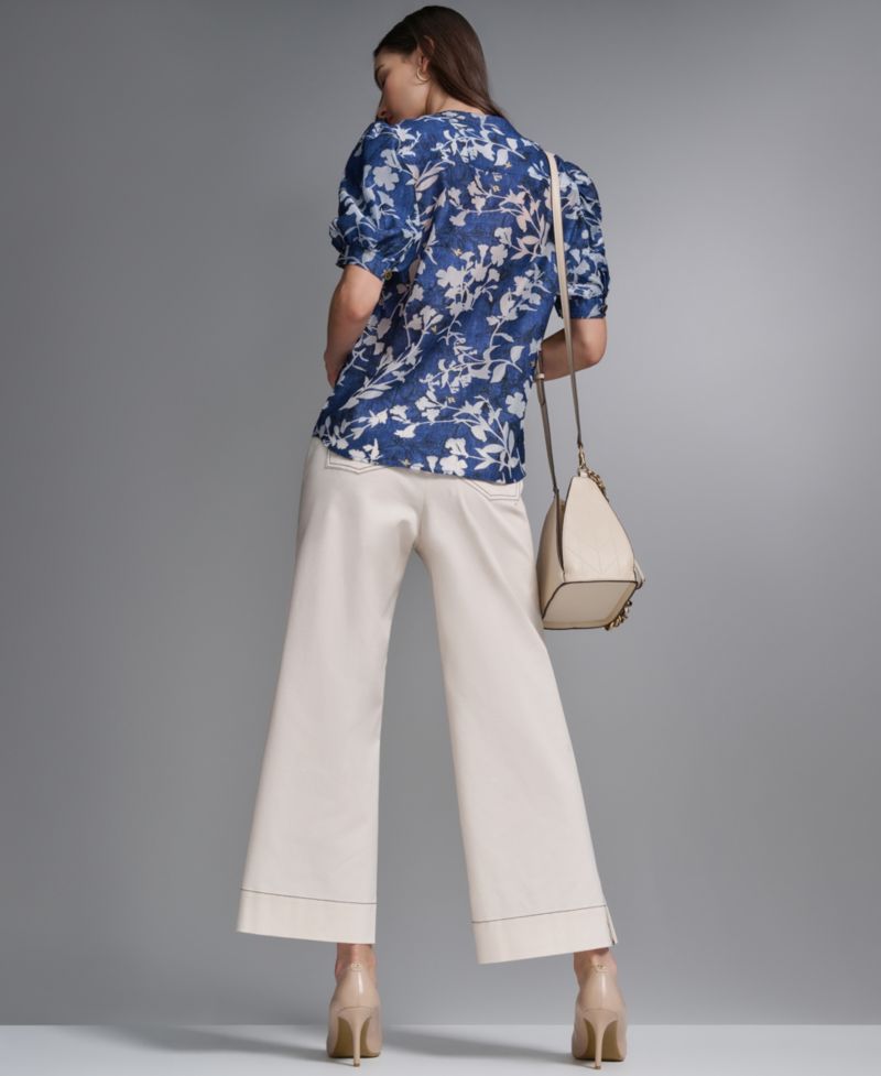 Women's Short-Sleeve Burnout Woven Top
