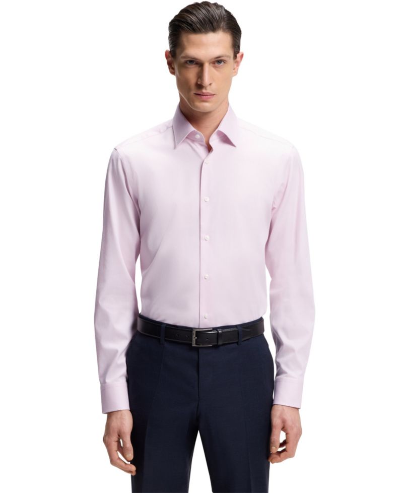 Men's Stretch-Cotton Dobby Regular-Fit Dress Shirt