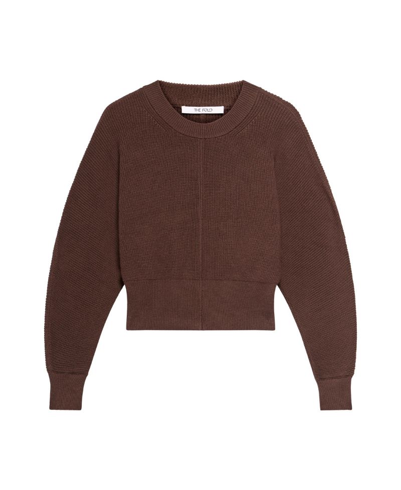 Women's Long-Sleeve Crop Cotton-Silk Blend Sweater