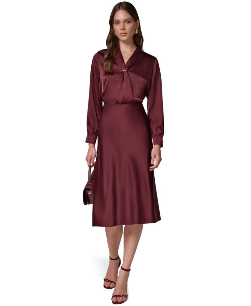 Petite High-Waisted A-Line Midi Skirt
