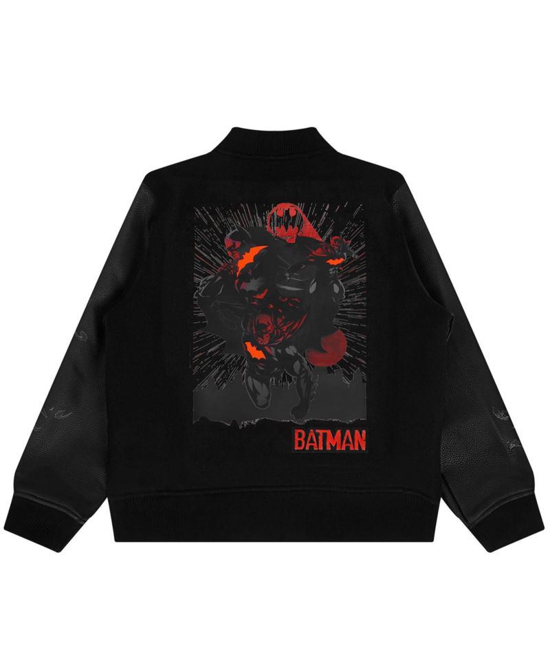 Big Boys and Girls Black Batman Comics Signal Full-Zip Varsity Jacket