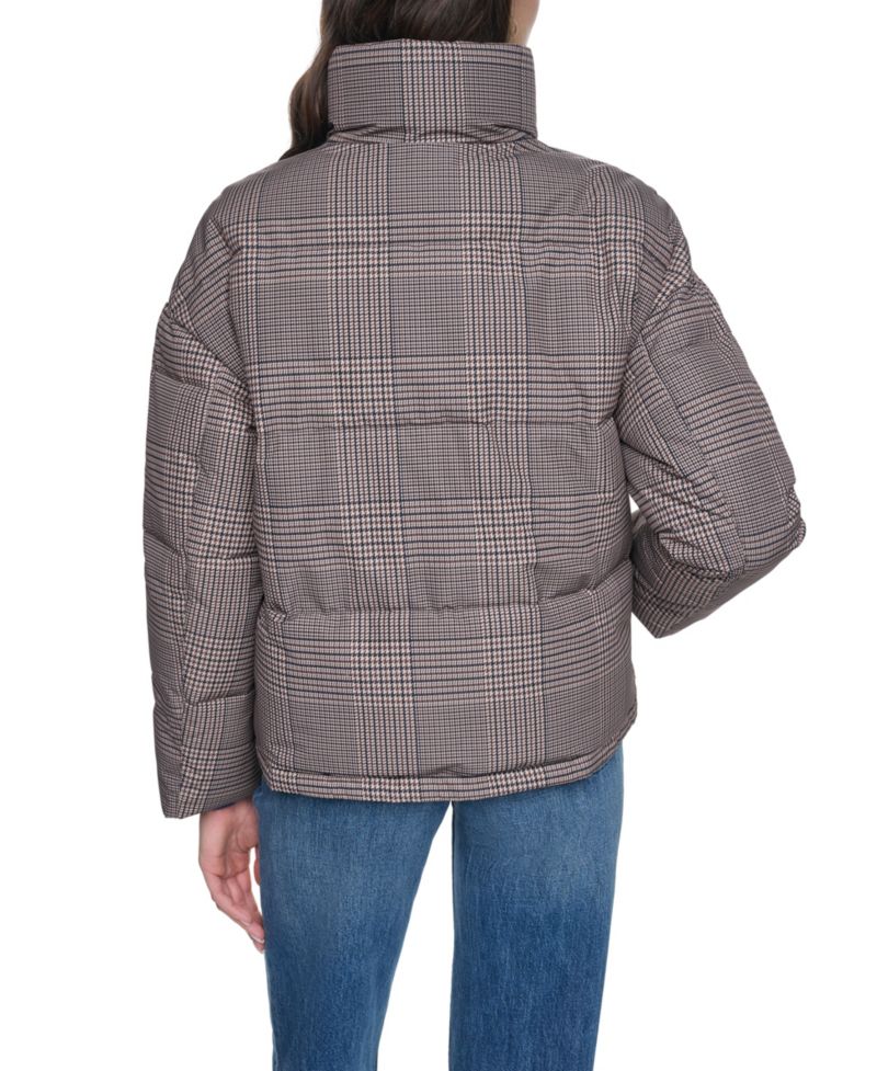 Women's Heritage Plaid Puffer Jacket with Stand Collar